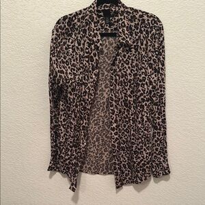 Leopard Print Button-Up Blouse